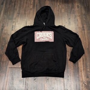Crooks & Castles Black Hoodie Adult Medium Pullover Sweatshirt Streetwear Grunge
